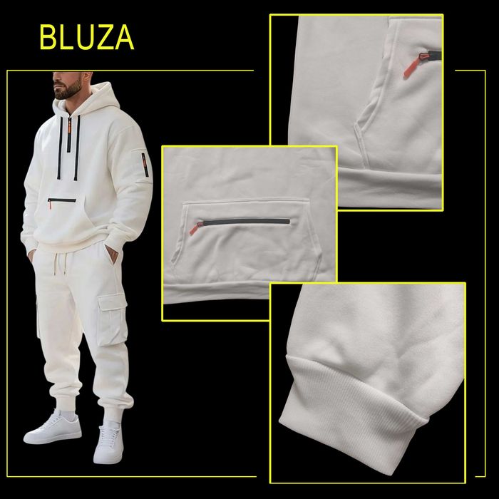 Dres męski komplet Biały rozmiar L - styl CASUAL - NOWY