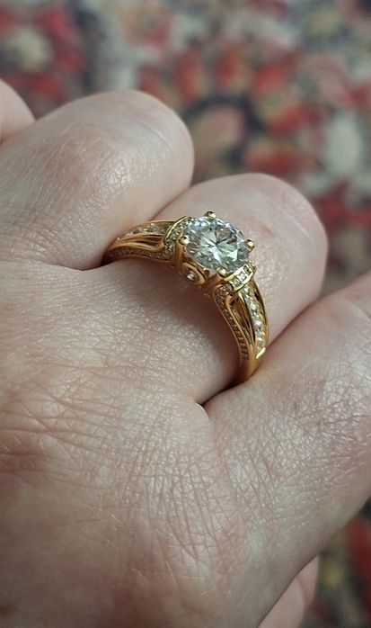Серебоянное кольцо 925 с позолотой Брилиант Муссанит 2.0 ct! с Сертификатом! Германия!