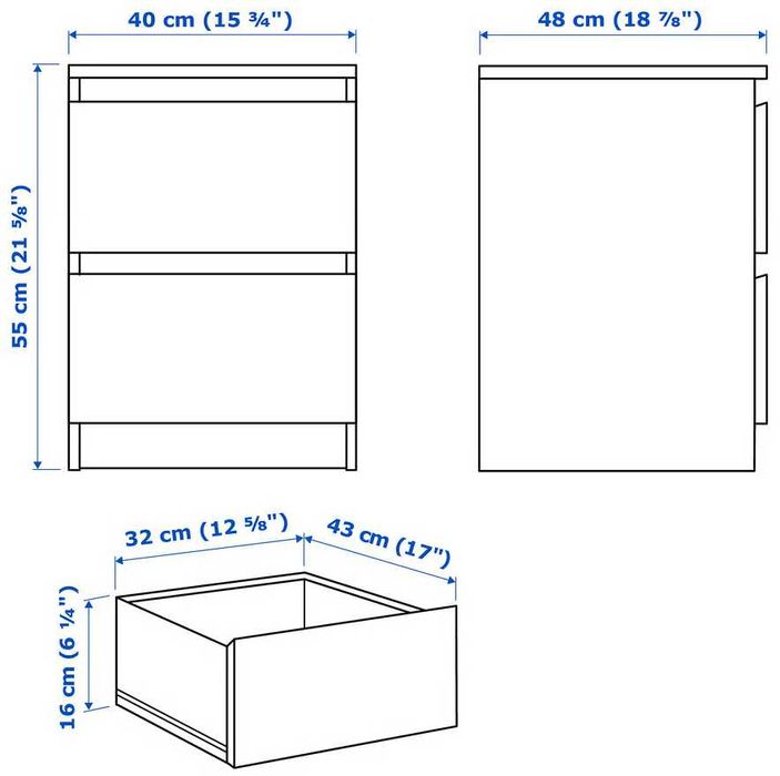 Mesa de cabeceira/Cómoda MALM