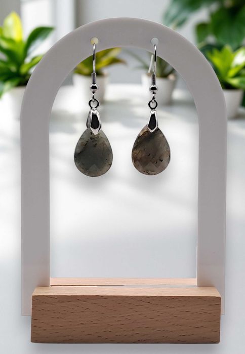 Kolczyki z LABRADORYTU, labradoryt, łezka fasetowana #1742