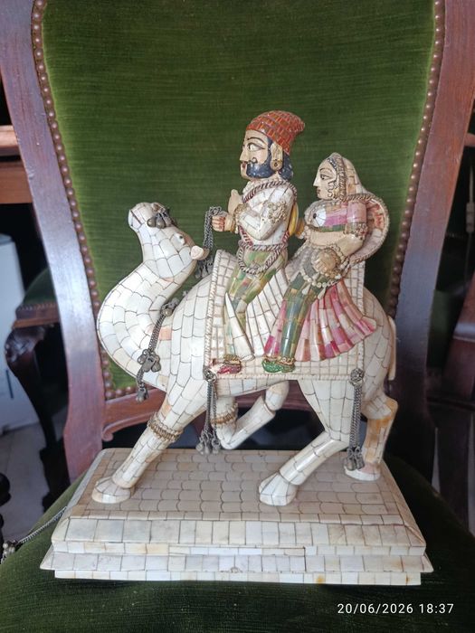 Escultura Micró Mosaico Osso 27 cm Índia Anos 50