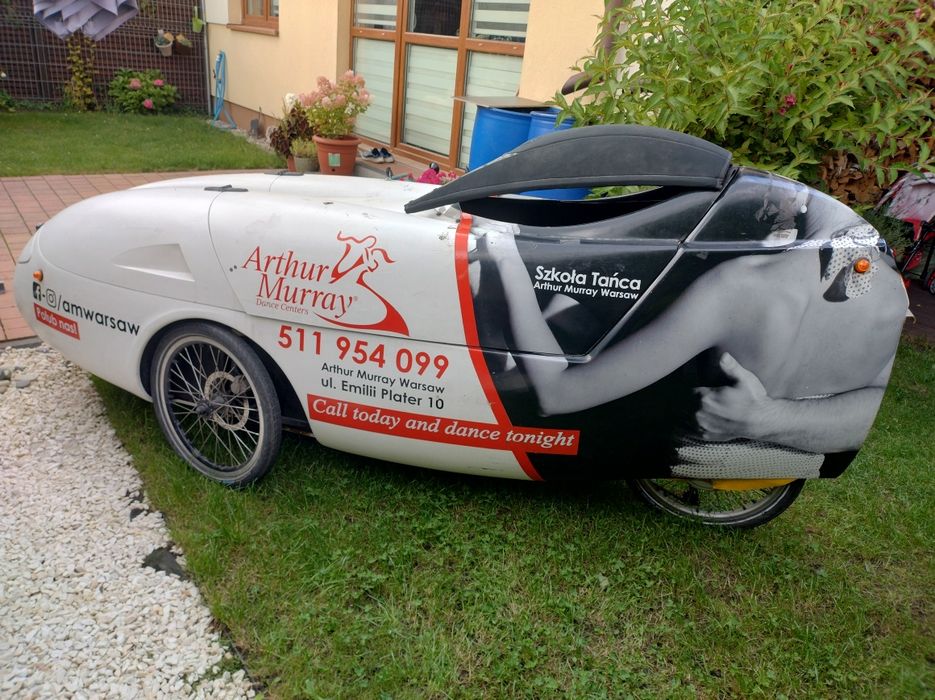 Velomobil elektryczny, rower poziomy, jedyny w Polsce