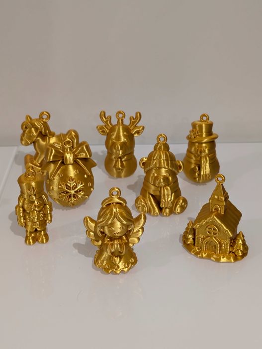 Pack 8 Enfeites de Natal Dourados Árvore de Natal