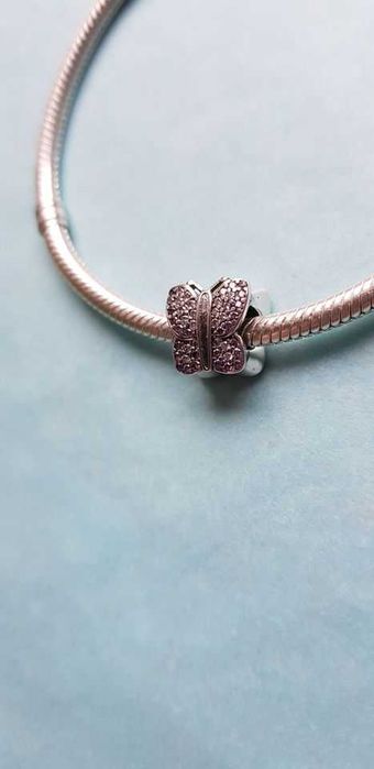 charms zawieszka srebro 925 fioletowy motyl