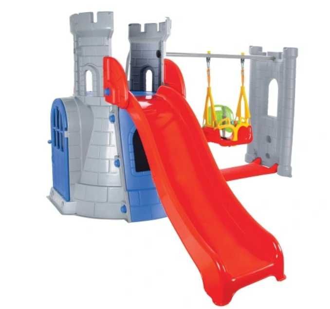 Duży domek ogrodowy, wieża, huśtawka, zjeżdżalnia 166cm