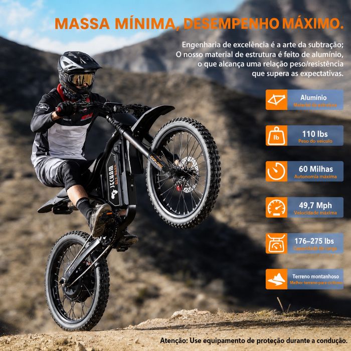 Nova Bicicleta Elétrica 2026 3000W com Bateria de Lítio 60V, Moto Elétrica CE Off-Road para Motocross e