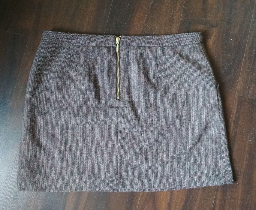 Spódnica mini jodełka brązowa H&M 42