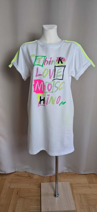Sukienka koszulowa, t-shirt, glamour, lux, premium, luxury, luksusowa, Moschino, rozmiar S/36
