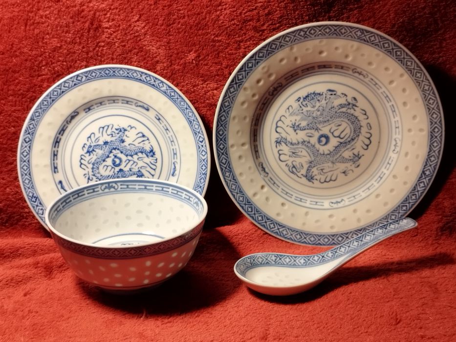 Zestaw do Chińszczyzny/ 4 elem/ Chińska Porcelana Ryżowa