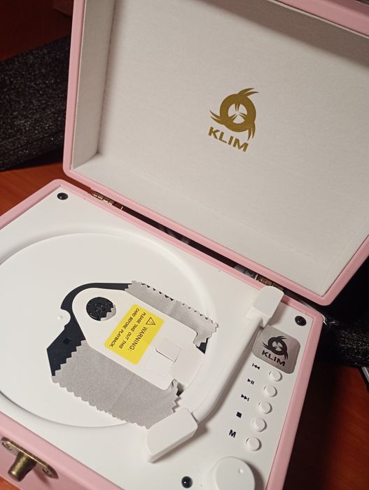 Портативний ретро CD-програвач KLIM Retro CD Player з Bluetooth, вбудованими динаміками, USB та AUX, рожевий