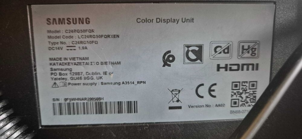 Monitor Samsung 24" curved 144Hz 4ms