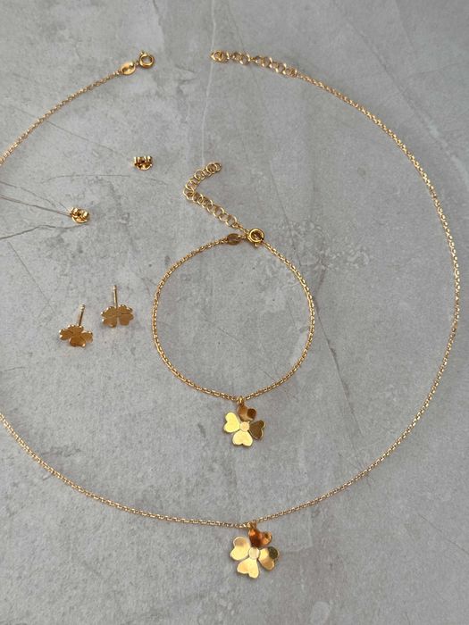 Srebrny komplet Łańcuszek + Kolczyki + bransoletka pr.925