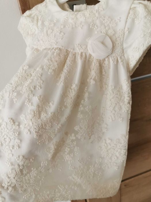 Sukienka  na chrzest/koronka, ecru, tiul, Mayoral r. 68