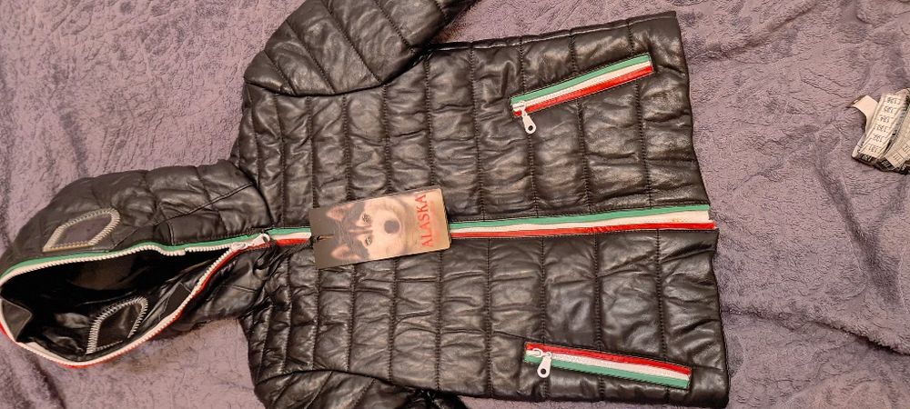 Дитяча шкіряна зимня куртка