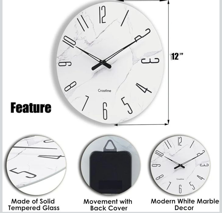 Zegar ścienny szklany 30cm Crosstime