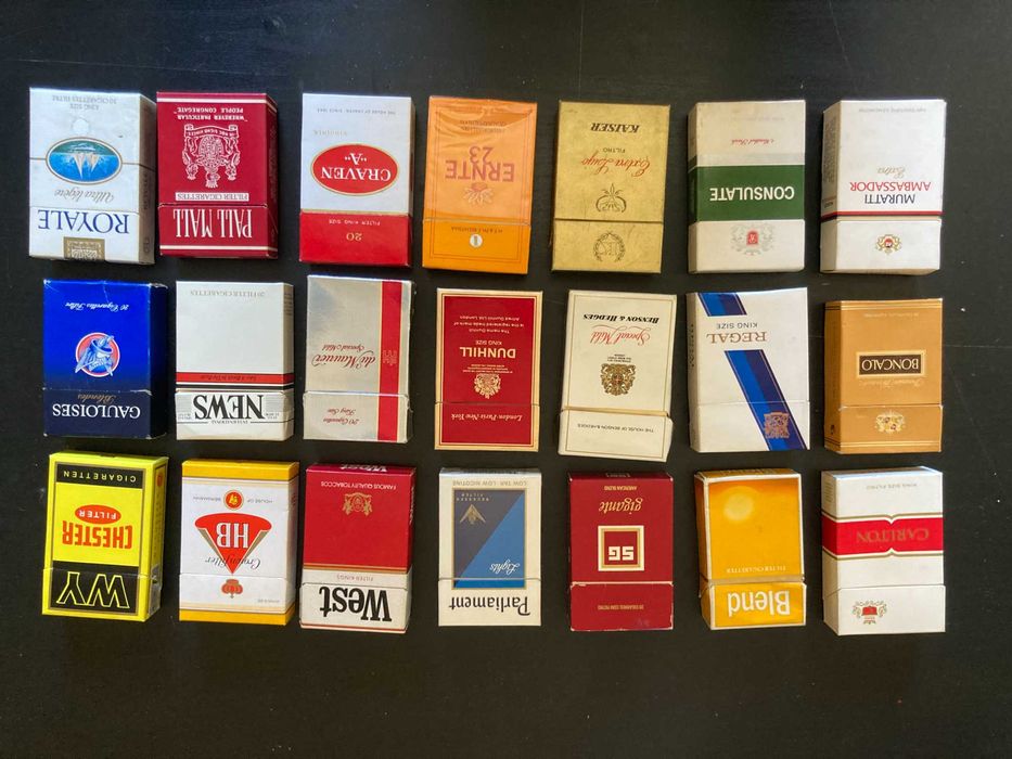 Coleção de Maços de Tabaco Vazios, anos 1980/90 vintage