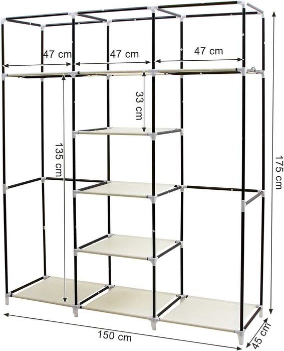 Armário portátil em tecido removível 175x 150x 45 cm NOVO ENVIO GRÁTIS
