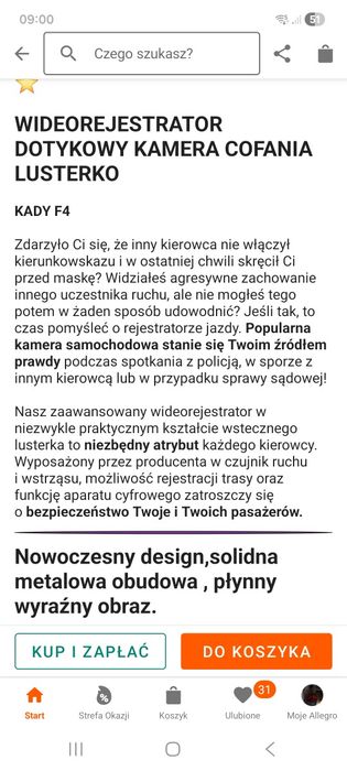 Wideorejestrator Kady Full HD z kamerą cofania