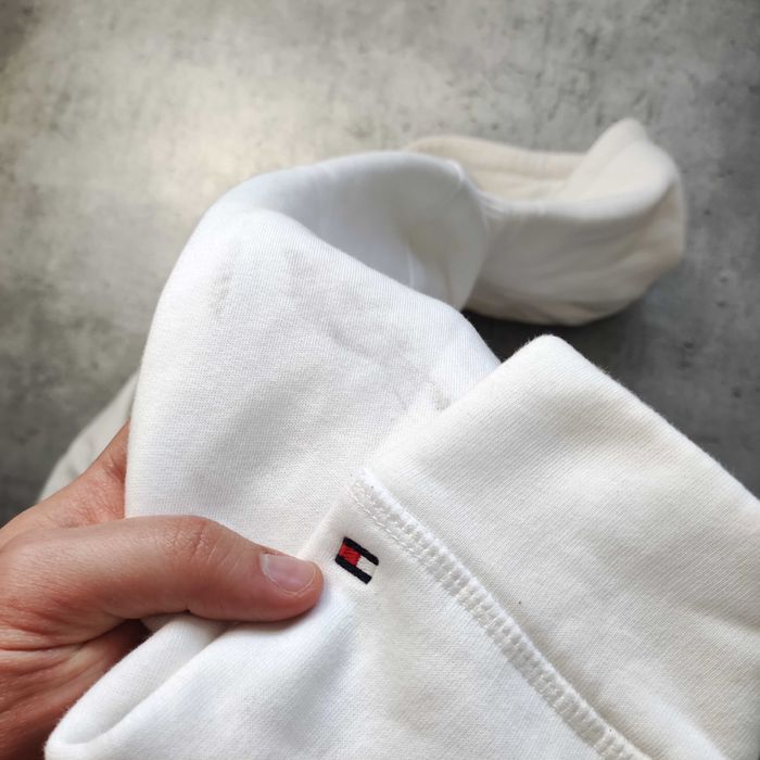 DAMSKA PREMIUM Bluza z Kapturem Biała Haft Logo Tommy Hilfiger Casual