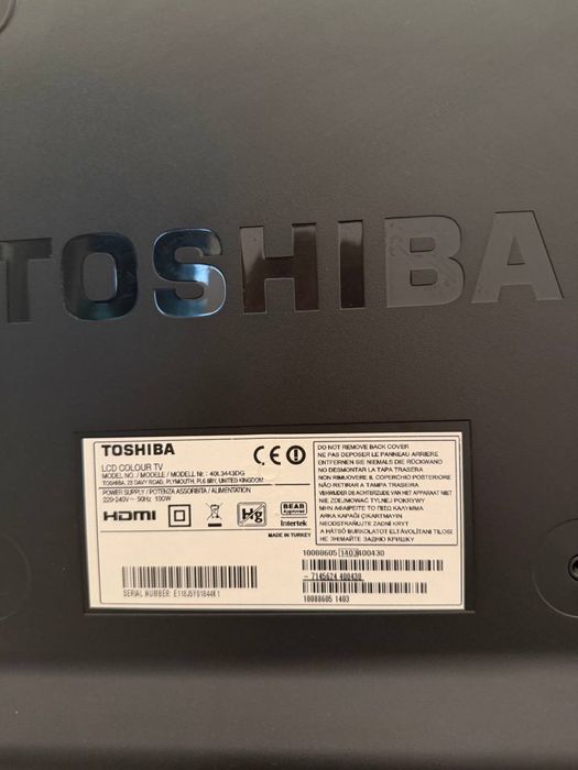 Телевізор Toshiba Fullhd smart tv 40l3433dg