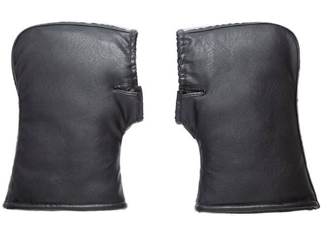 Зимові шкіряні мото рукавиці на меху  муфти руля