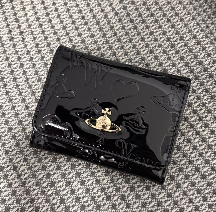 Женский Кошелек Vivienne Westwood Лаковый Розовый Черный  Новая Коллекция