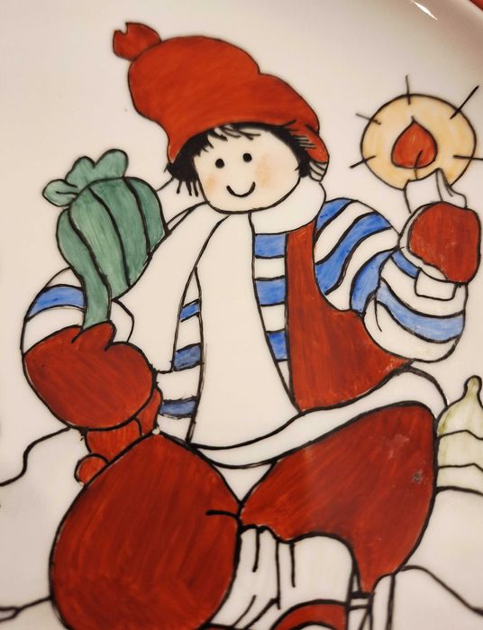 Świąteczna patera vintage, ręcznie malowana