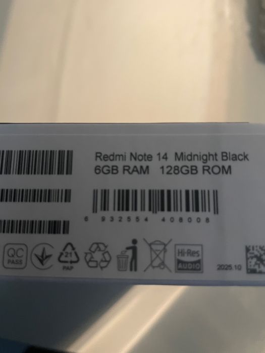 Redmi Note 14 6GB  + 128GB