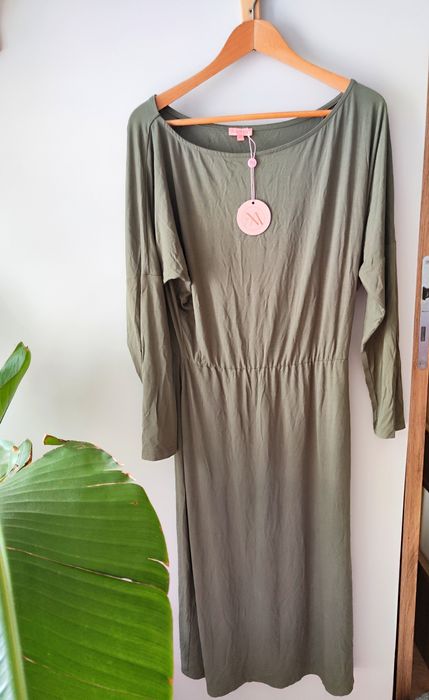 Sukienka midi bambus khaki Naree nowa z metką