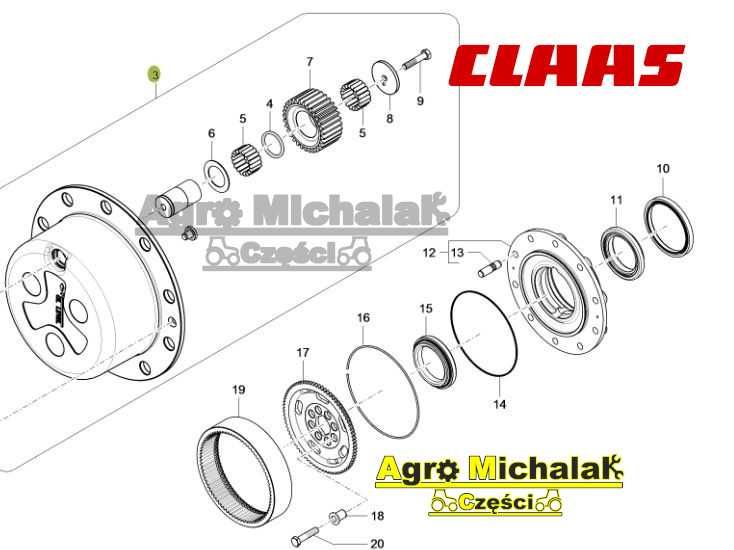 Układ planetarny koła  zwolnica CLAAS Scorpion 7055, 9055