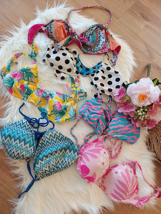 duży zestaw biustonoszy do kąpieli stroje kąpielowe 38 40 42XL M paka