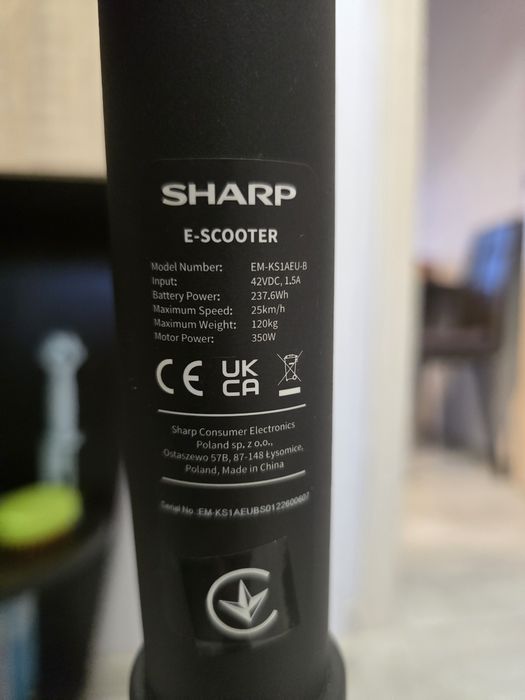 Електросамокат Sharp EM-KS1AEU-B (350W) • Гарний стан + зарядка
