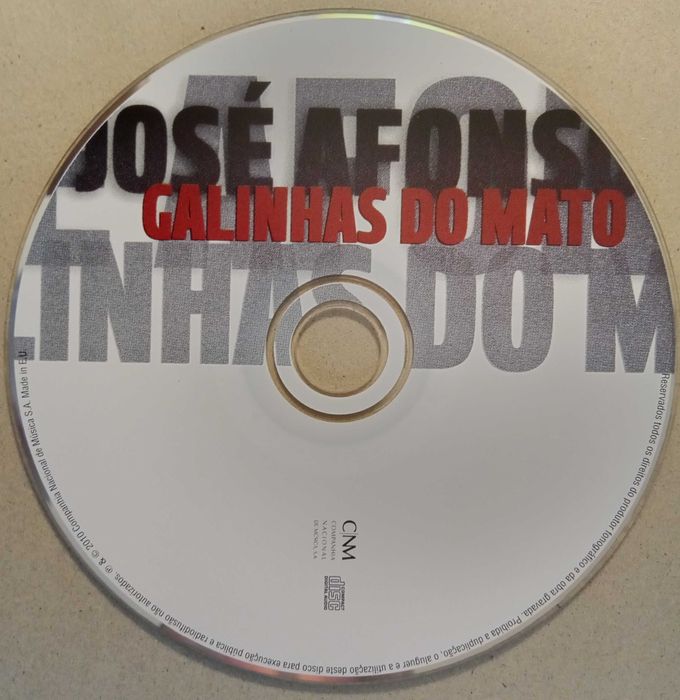 José Afonso	- - - - -		Ao Vivo no Coliseu + Galinhas do Mato	-DVD + CD