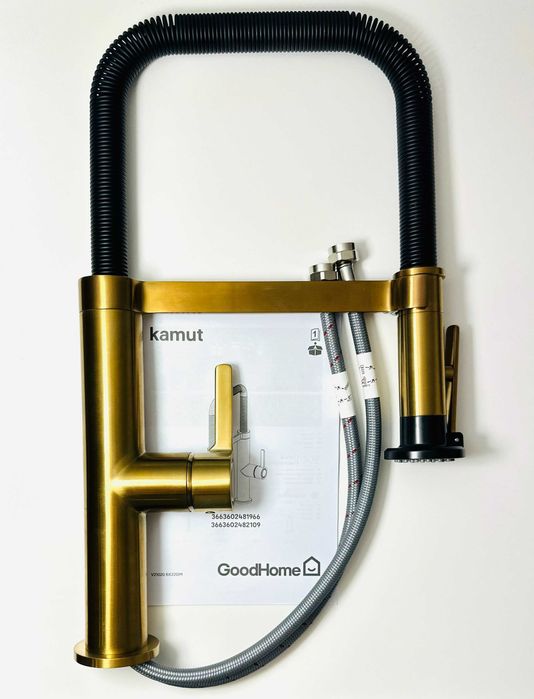 Кухоний змішувач GoodHome Kamut з рухомим латунним виливом