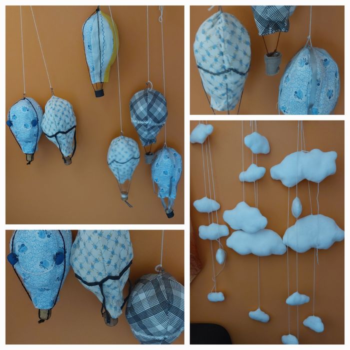 Hand made, pokój dziecka, ozdoby dekoracja chmurki, balony pod sufit