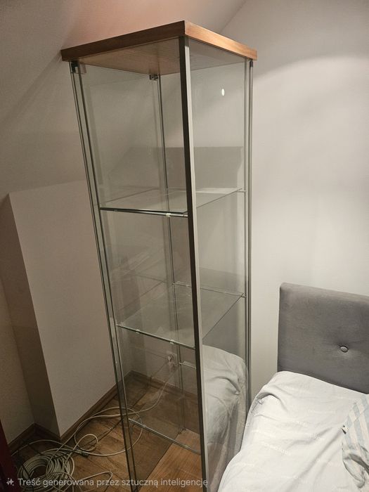 Szklana gablota,  szklany regał z drzwiczakami, 165cm