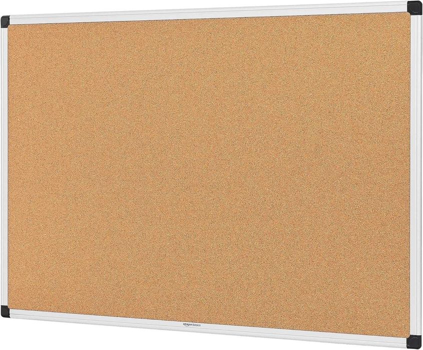 Amazon Basics Tablica korkowa z aluminiową ramką 90 cm x 60 cm