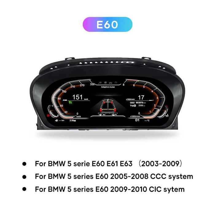 Wirtualny kokpit zegary BMW E60 E61 E62 E64 12'3 VW AUDI