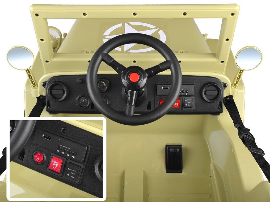 Wojskowe Auto Na Akumulator Willys + Pilot Pa0263