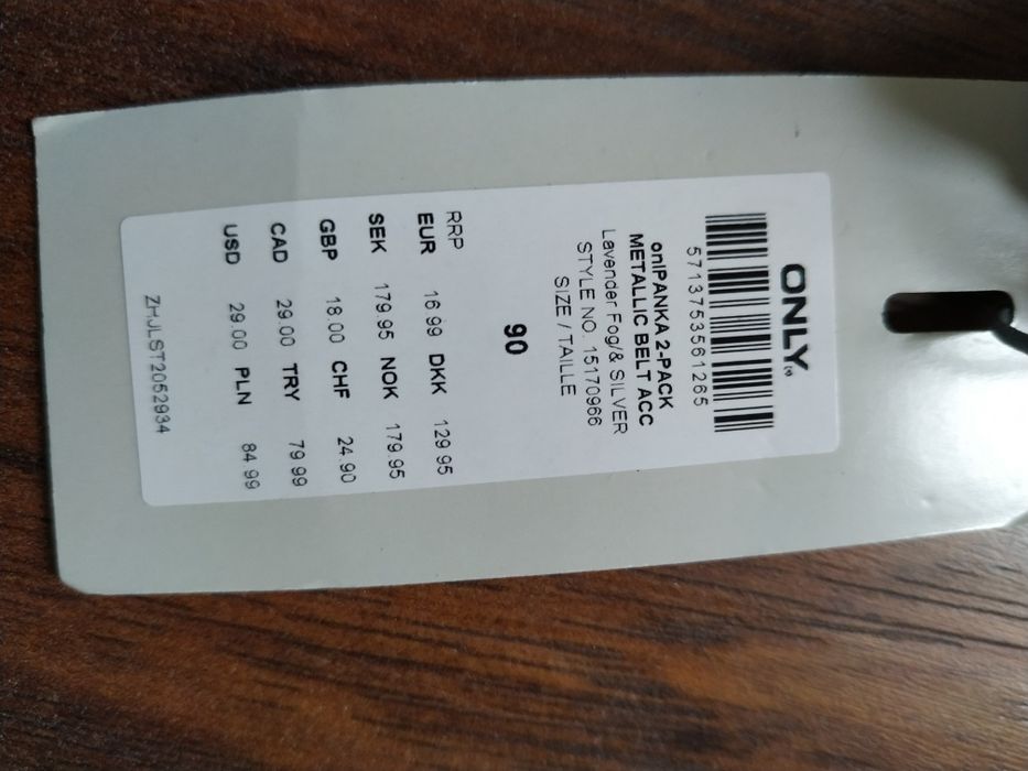 Pasek damski  komplet 2szt. ONLY 90 nowe z metką