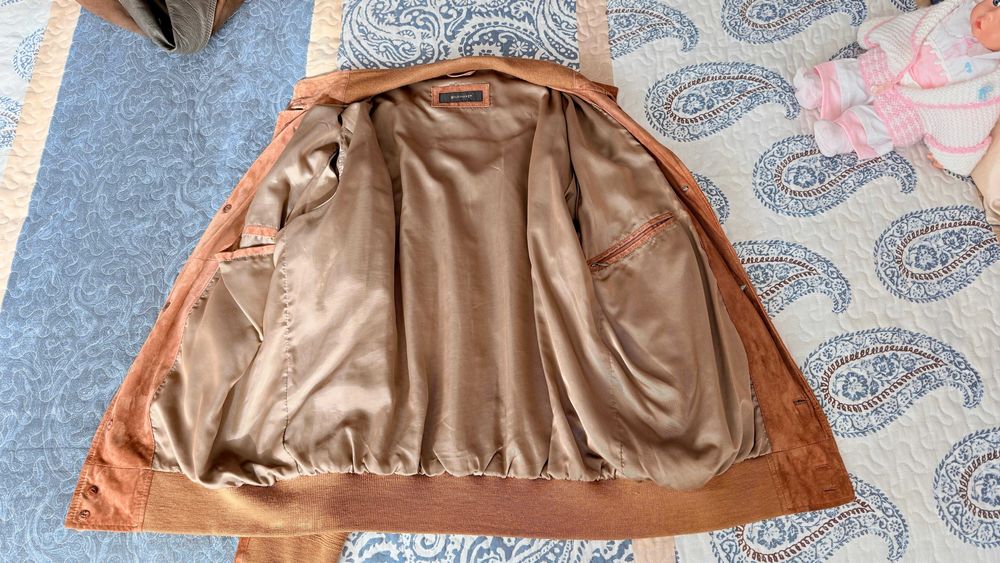 Casaco Bomber em Pele/Camurça GUGG – Tamanho 50 – Excelente Estado