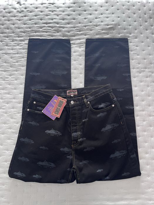 Corteiz Alcatraz Pattern Denim Jeans - Black