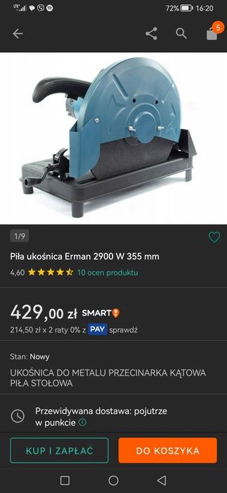 Piła ukośnica do metalu Erman 350mm Nowa!!!