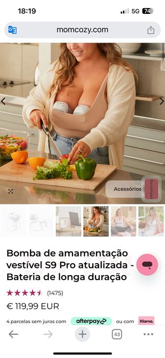 Bomba de amamentação MOMCOZY e MEDELA