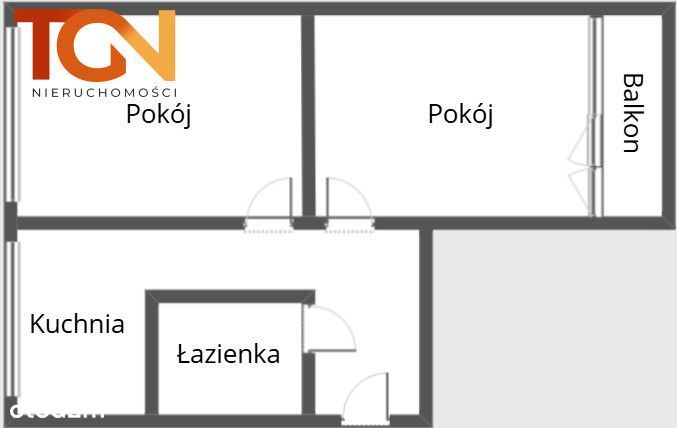 2 pokoje z balkonem na Dąbrowie | Rozkład | Górna – pohled 6