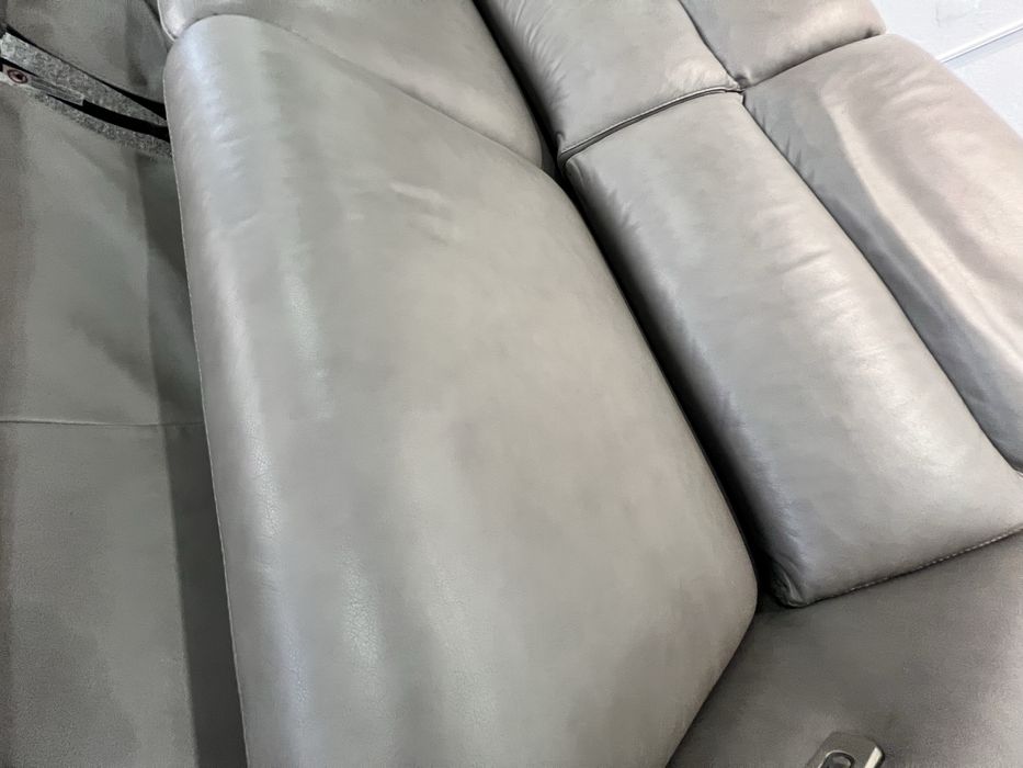 Диван сірий шкіряний реклайнер електро привід