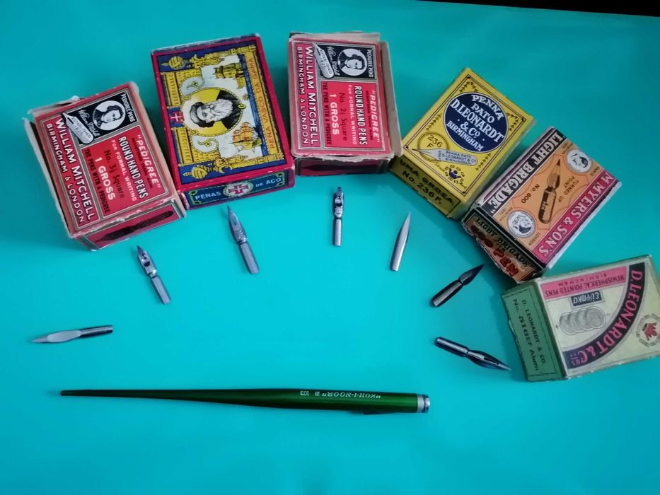 Caneta/pena de alavanca nº 103 com 7 aparos - NOVA