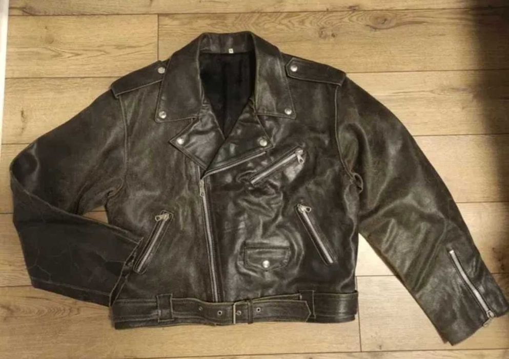 Redford XL 50 шкіряна чоловіча байкерська косуха куртка вінтажна сіра