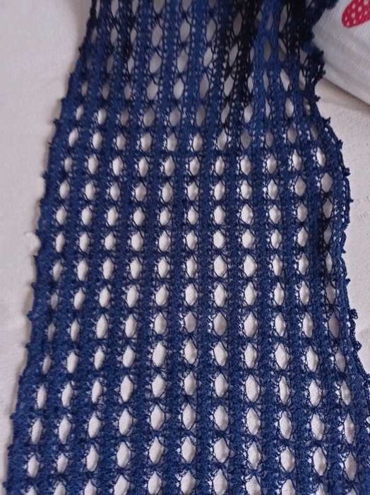 Nowy granatowy szalik ręcznie robiony, szal hand made kod110