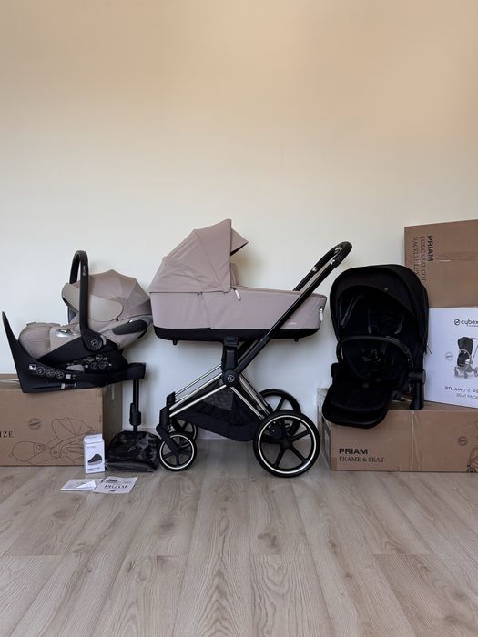 Cybex Priam 4.0 2в1 Cozy Beige + Onyx Black, Сайбекс Пріам, Cloud T Plus